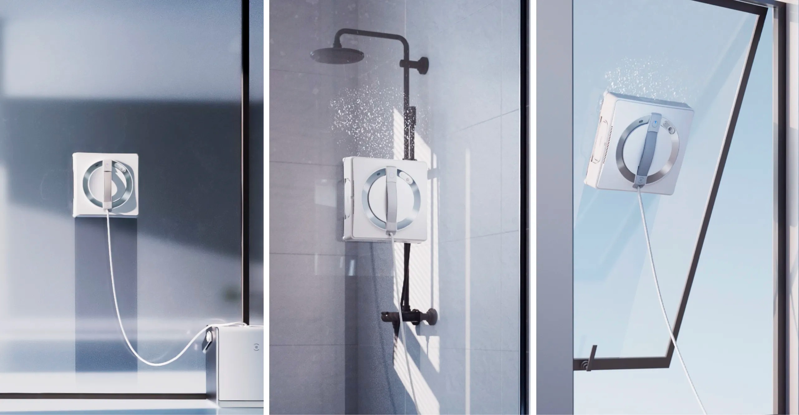 اسپری سه‌نازله و تی‌کشی هوشمند ربات شیشه‌شوی اکووکس